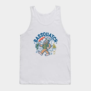 Bassquatch!  Vintage Fishing Bigfoot Fisherman Tank Top